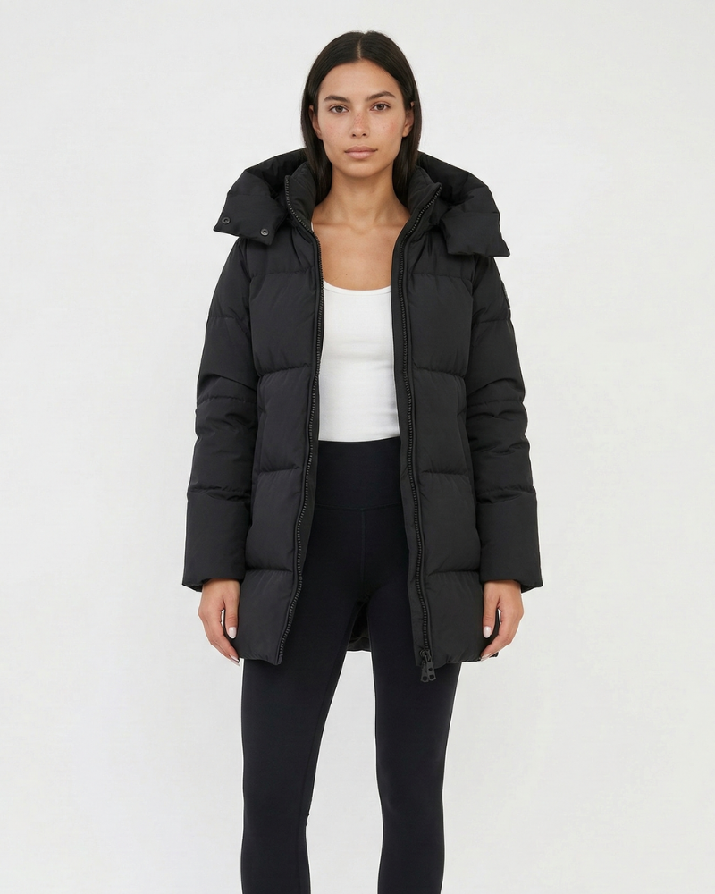 Calista Casaco Matelassado Mulher Longo – Casaco Puffer com Capuz Ajustável