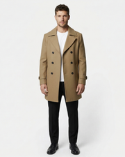 Alexandre Manteau Homme Long – Směsová Vlna, Dvojité Zapínání, Elegantní Střih