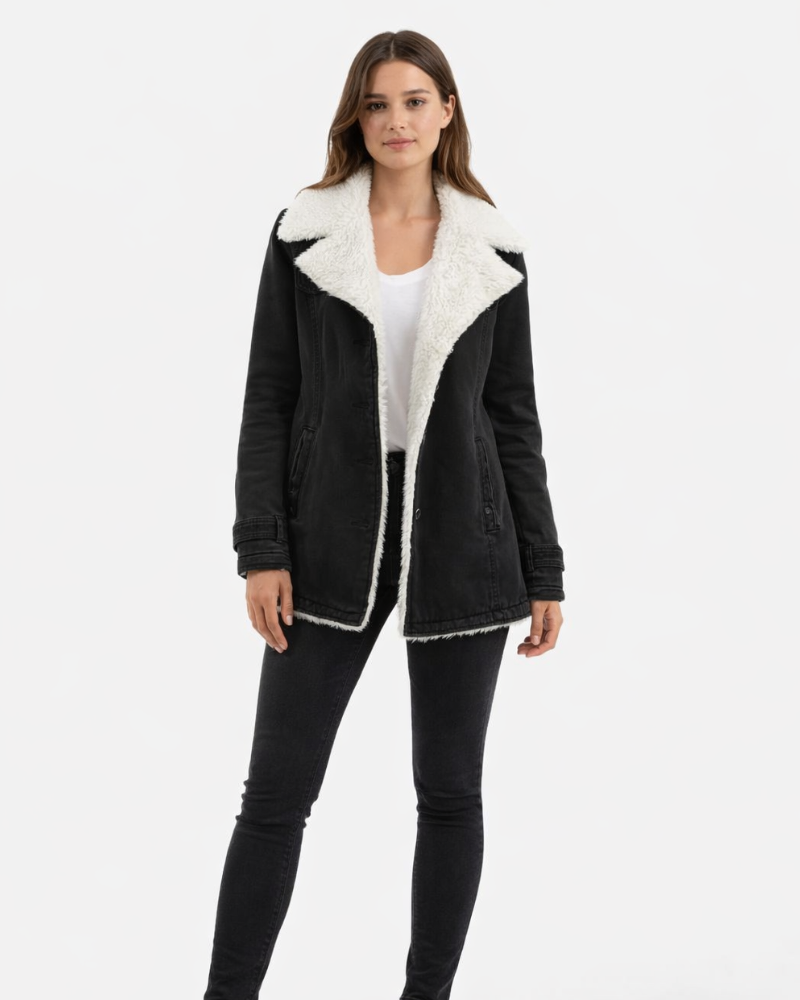 Solana Casaco Mulher Longo – Casaco Elegante Quente Gola de Lapela Estilo Clássico Chique