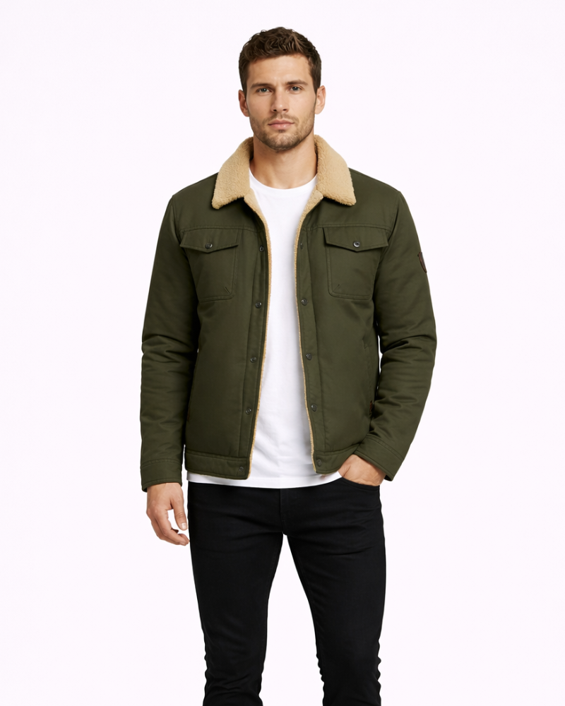 Juno Veste Trucker Homme – Veste Doublure Sherpa Boutonnée Style Denim Hiver Confort