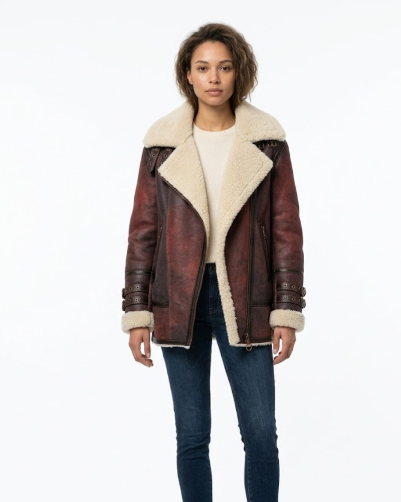 Λέλα Μαντώ Γυναικείο Shearling – Χειμερινό Μαντώ Σουέντ με Ζεστή Επένδυση σε Στυλ Αεροπόρου