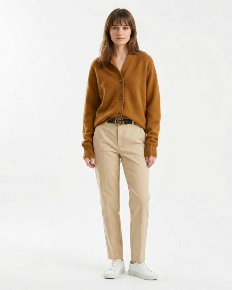 Dámský kardigan Madison kašmír – elegantní vlněný merino svetr s knoflíky, zimní chic