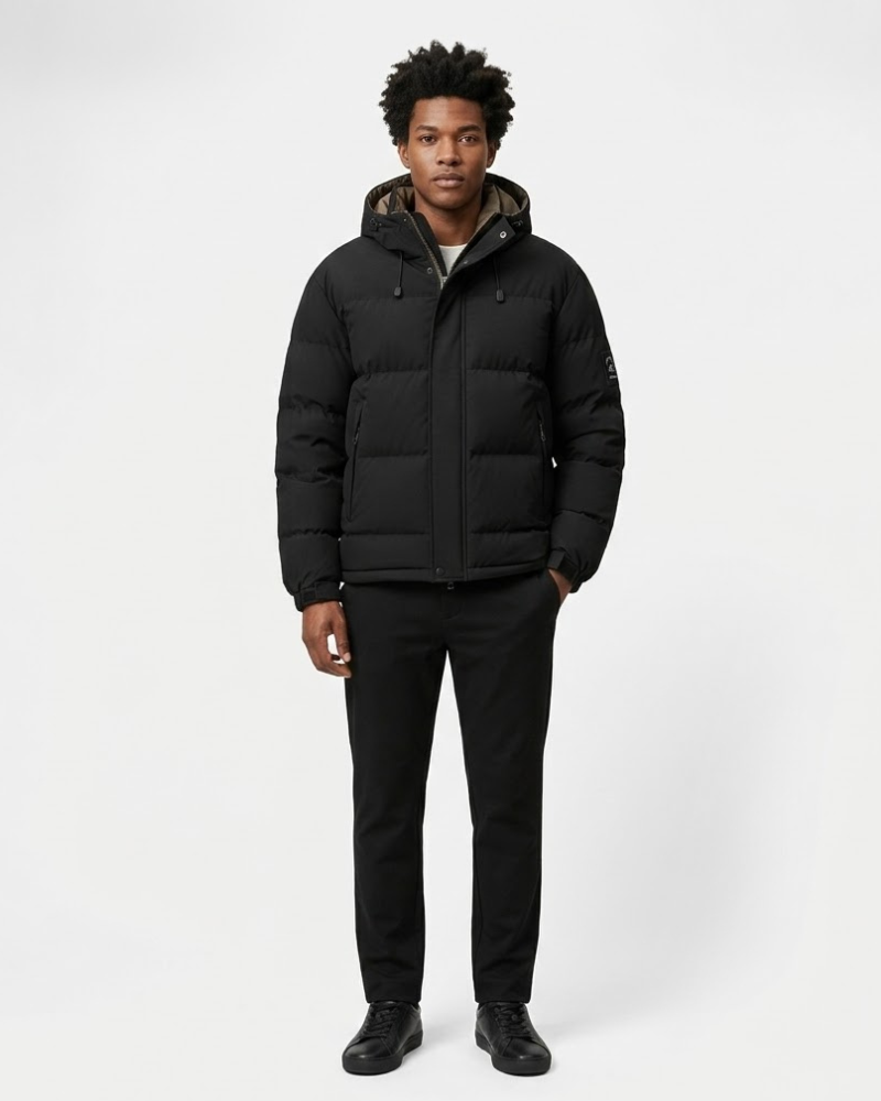 Luke Herren Steppjacke mit Kapuze – Dicke Baumwolljacke, Reguläre Passform Winter