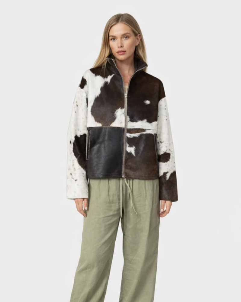 Lila Damenjacke mit Print – Gefütterte Jacke, Gerade geschnitten, 7/8-Ärmel, Moderner Stil