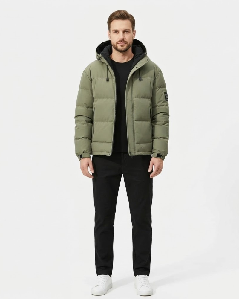 Luke Herren Steppjacke mit Kapuze – Dicke Baumwolljacke, Reguläre Passform Winter