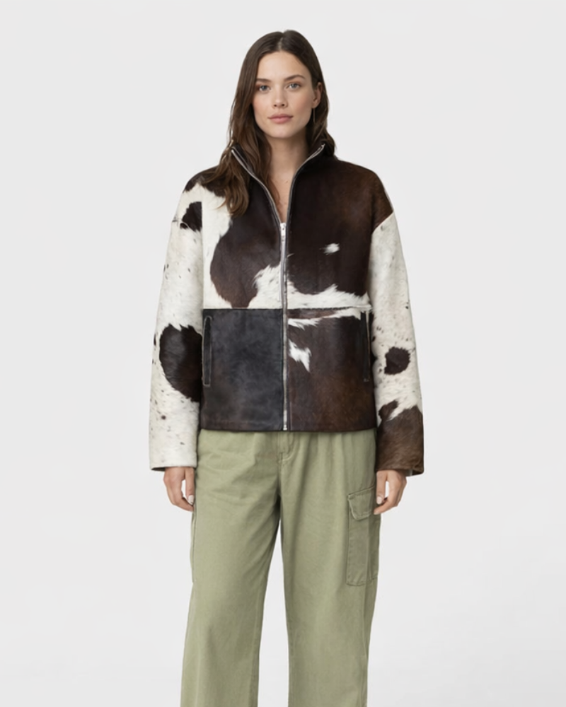 Lila Damenjacke mit Print – Gefütterte Jacke, Gerade geschnitten, 7/8-Ärmel, Moderner Stil