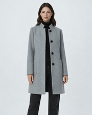 Yara Damen Wollmischmantel – Eleganter Mantel mit Stehkragen und Taschen