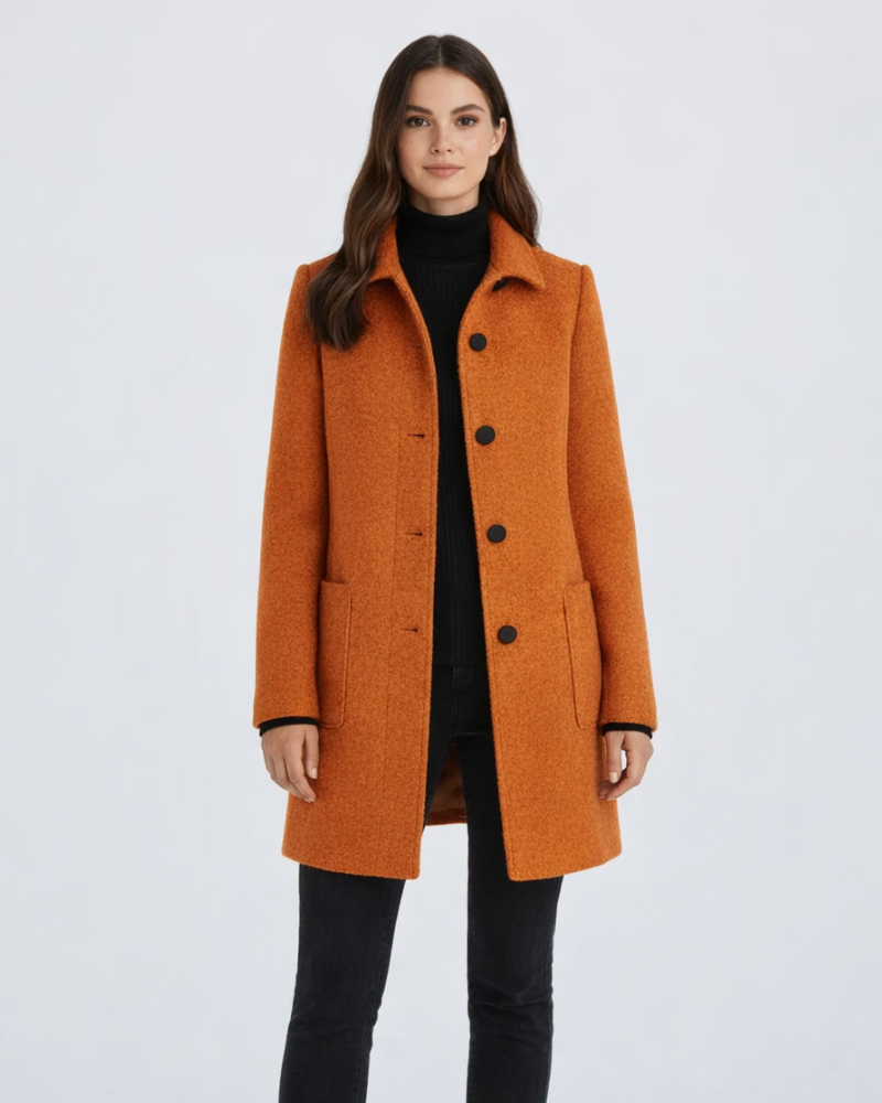 Yara Damen Wollmischmantel – Eleganter Mantel mit Stehkragen und Taschen