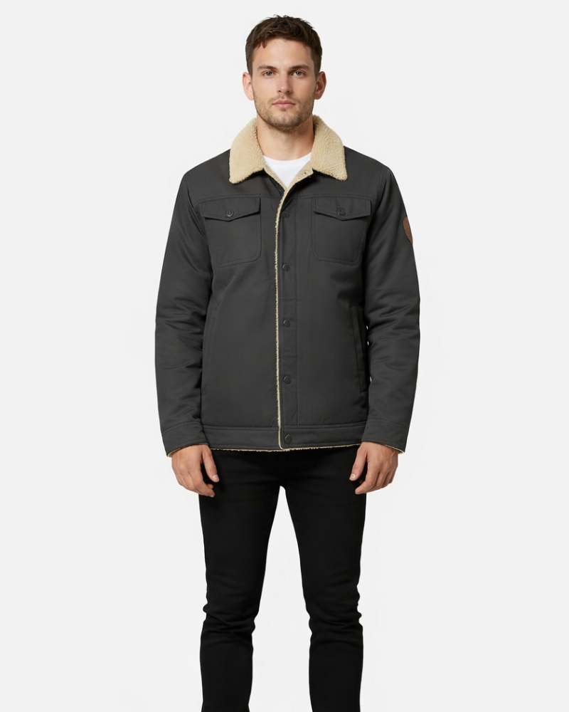 Juno Veste Trucker Homme – Veste Doublure Sherpa Boutonnée Style Denim Hiver Confort