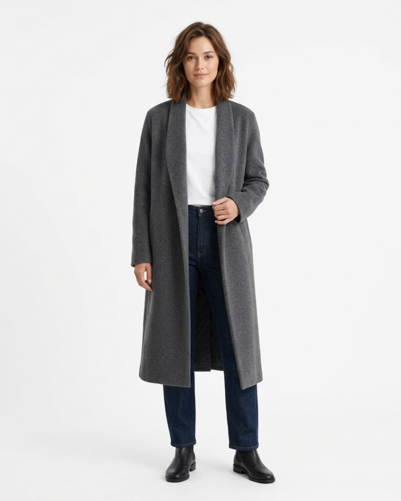 Alleria Casaco Mulher Caxemira – Casaco Longo Elegante Fluido Chic Conforto Luxo
