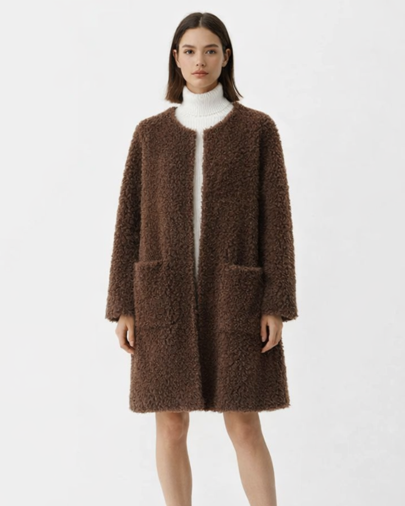 Aveline Women's Sheepskin Coat – Long Soft & Elegant Fur Coat