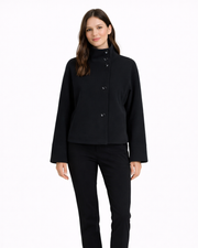 Casaco Faline Mulher Casual – Casaco de Lã Elegante com Gola Alta Corte Direito