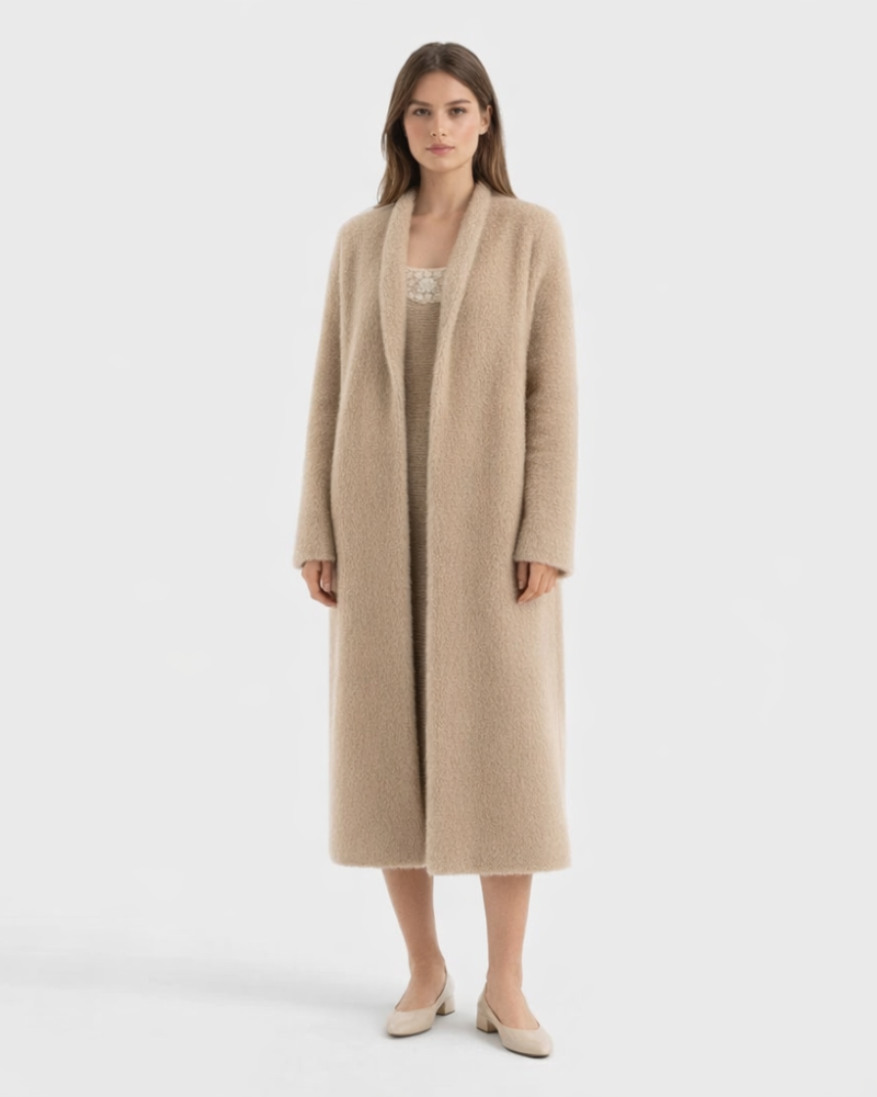 Alleria Casaco Mulher Caxemira – Casaco Longo Elegante Fluido Chic Conforto Luxo