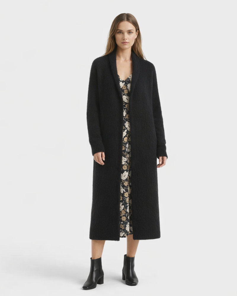 Alleria Casaco Mulher Caxemira – Casaco Longo Elegante Fluido Chic Conforto Luxo
