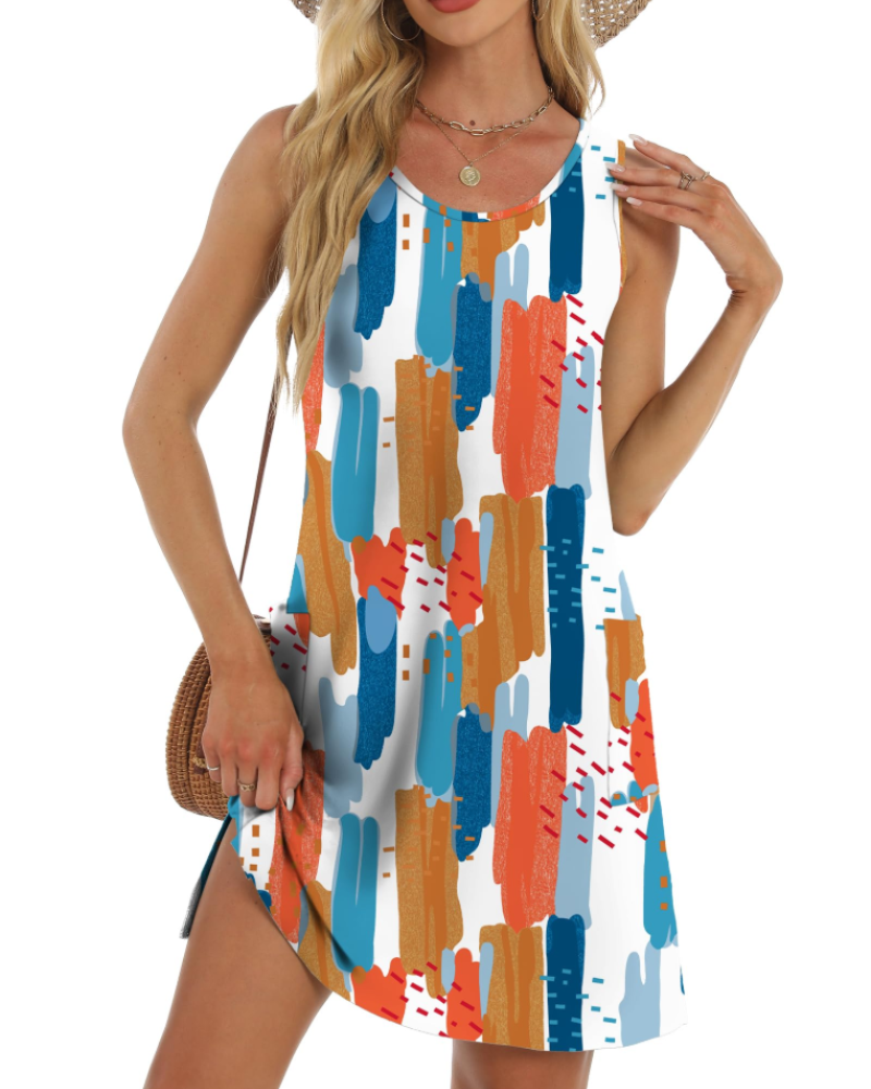 Joanna Robe d’Été Femme – Robe Eyelet Sans Manches avec Poches, Coupe Fluide & Style Décontracté