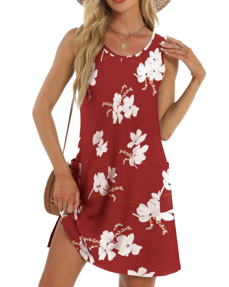 Joanna Robe d’Été Femme – Robe Eyelet Sans Manches avec Poches, Coupe Fluide & Style Décontracté
