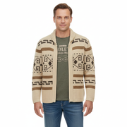 Josh Cárdigan Hombre Jacquard Western – Tejido Grueso, Cremallera y Estilo Vintage Exterior