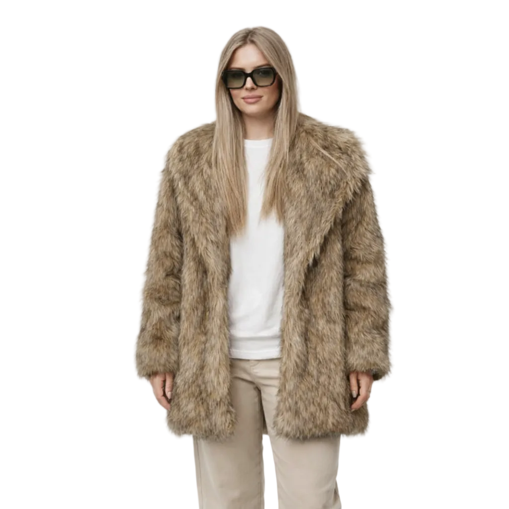 Josie Dámský Kabát z Umělé Kožešiny – Teplý a Měkký, Moderní Střih a Elegantní Styl