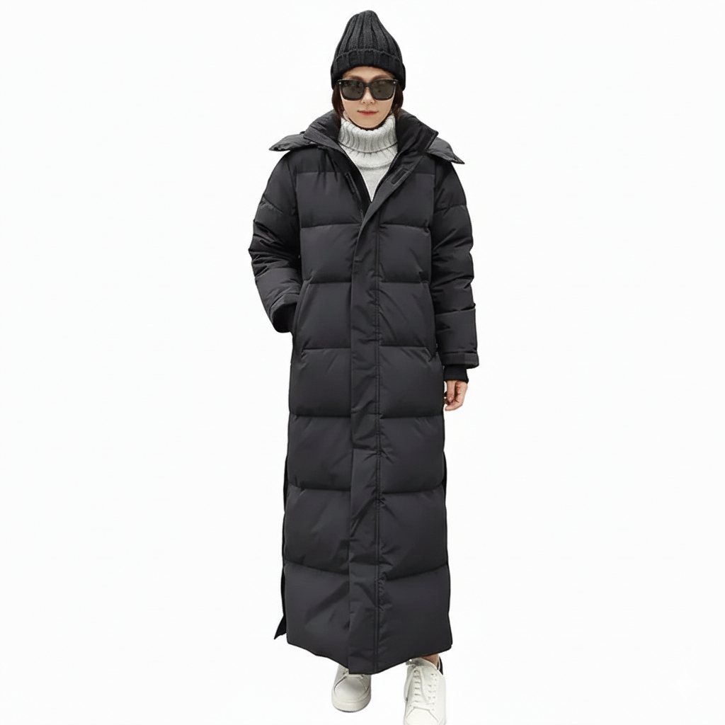 Kaliyah Casaco Longo Mulher Inverno – Matelassado Quente, Capuz Removível & Estilo Moderno