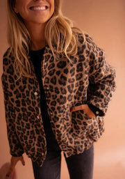 Valeria Casaco Mulher – Casaco Leopardo Elegante com Estampa Animal & Corte Confortável