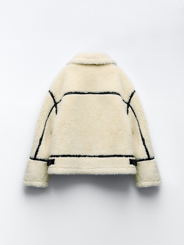 Abrigo Teddy Aurora para Mujer – Chaqueta Suave Beige con Corte Informal y Estilo Cómodo