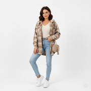 Lian Manteau Femme à Capuche – Veste À Carreaux Chaude avec Coupe Décontractée