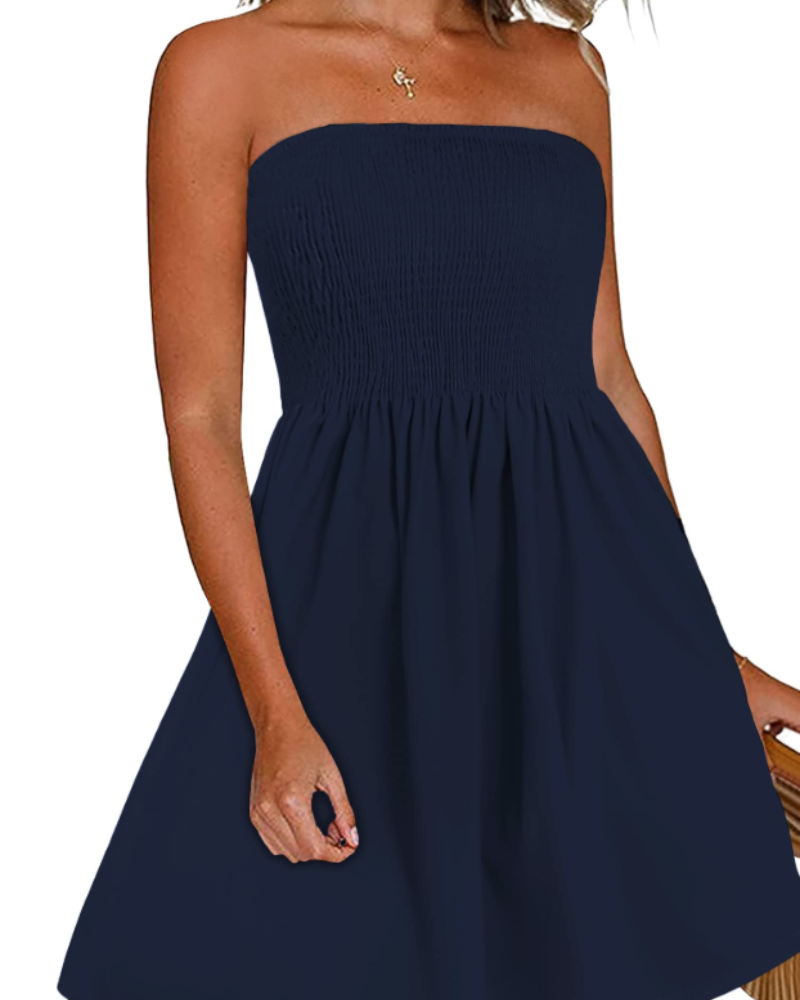 Sukienka Liza Femme – Sukienka Bandeau Bez Rękawów, Luźny Krój A-Linii i Letni Styl Plażowy