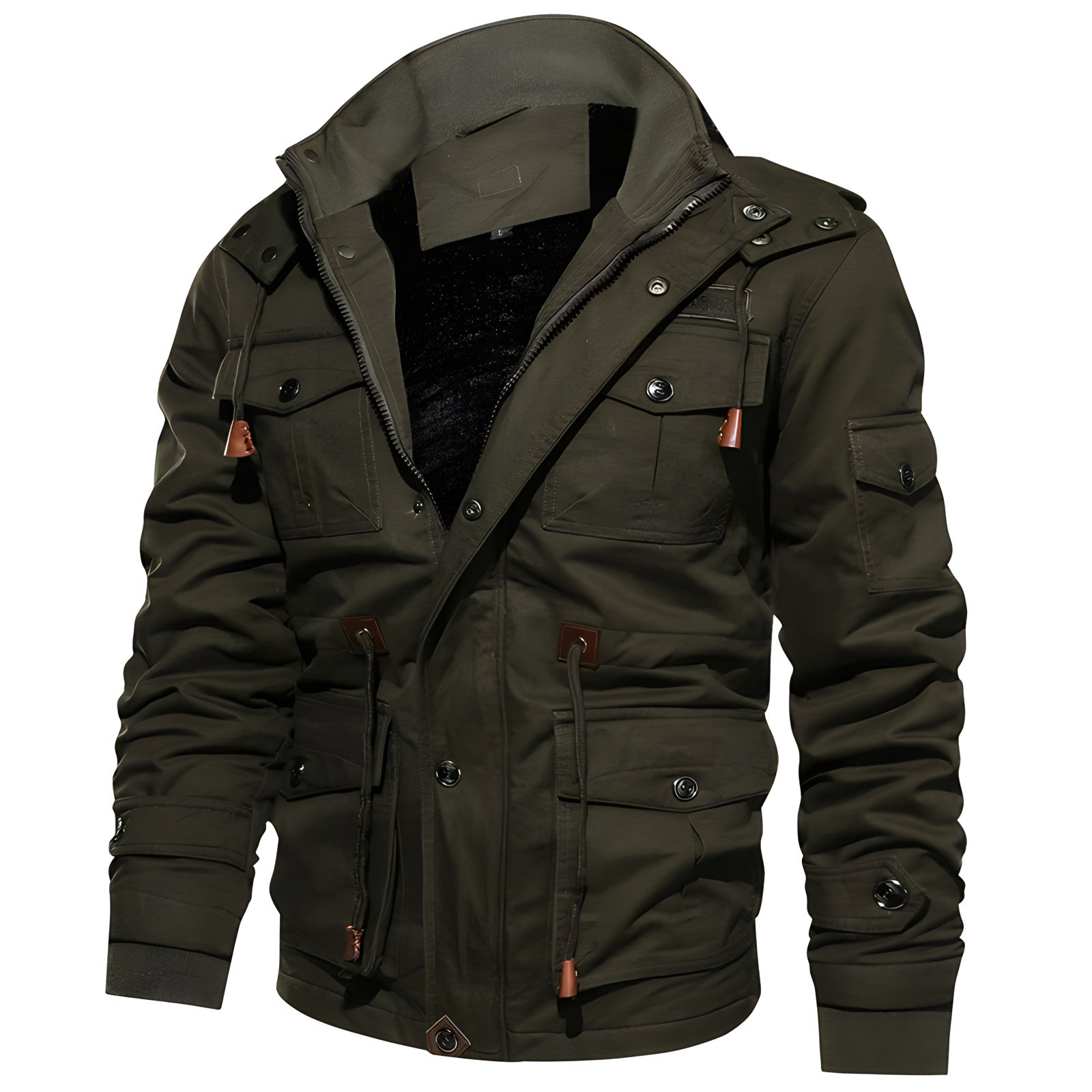 Logan Militärjacke Herren – Wasserdichter Mantel mit Fleecefutter & Verstellbarer Taille