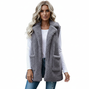 Luna Fuzzy Vest for Women Sleeveless – Soft and Warm High Collar Vest, Relaxed Fit