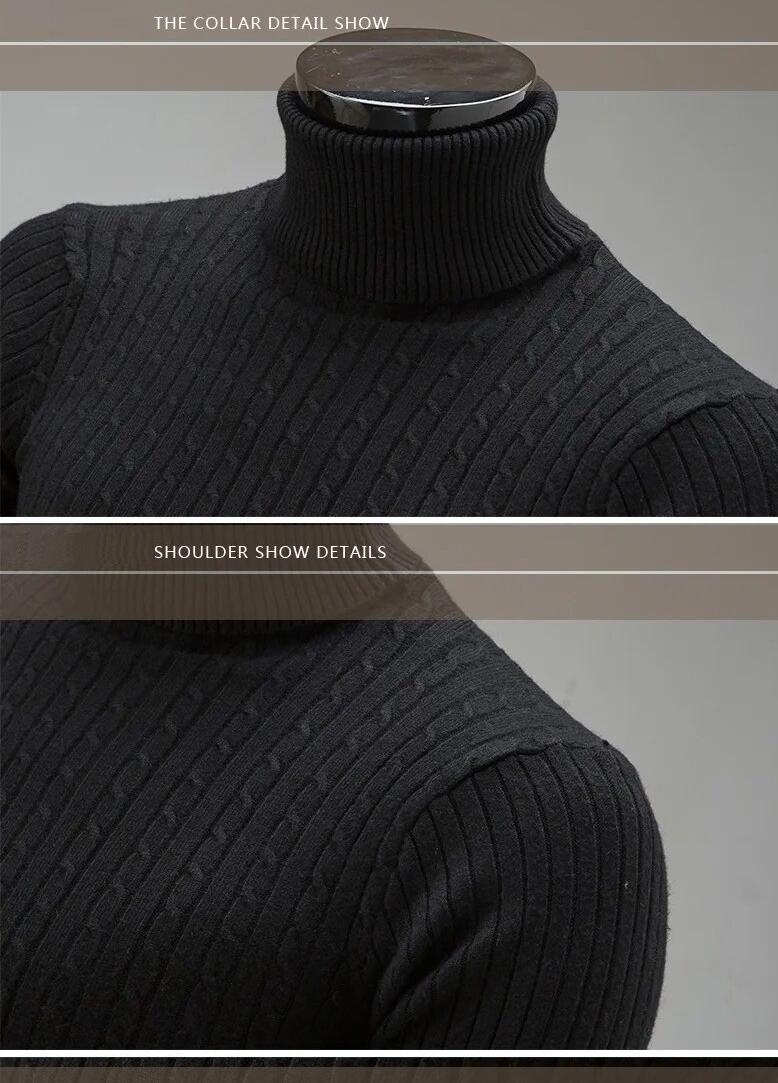Męski sweter z golfem Lunero Eindhoven – dopasowany sweter z ciepłej i eleganckiej dzianiny