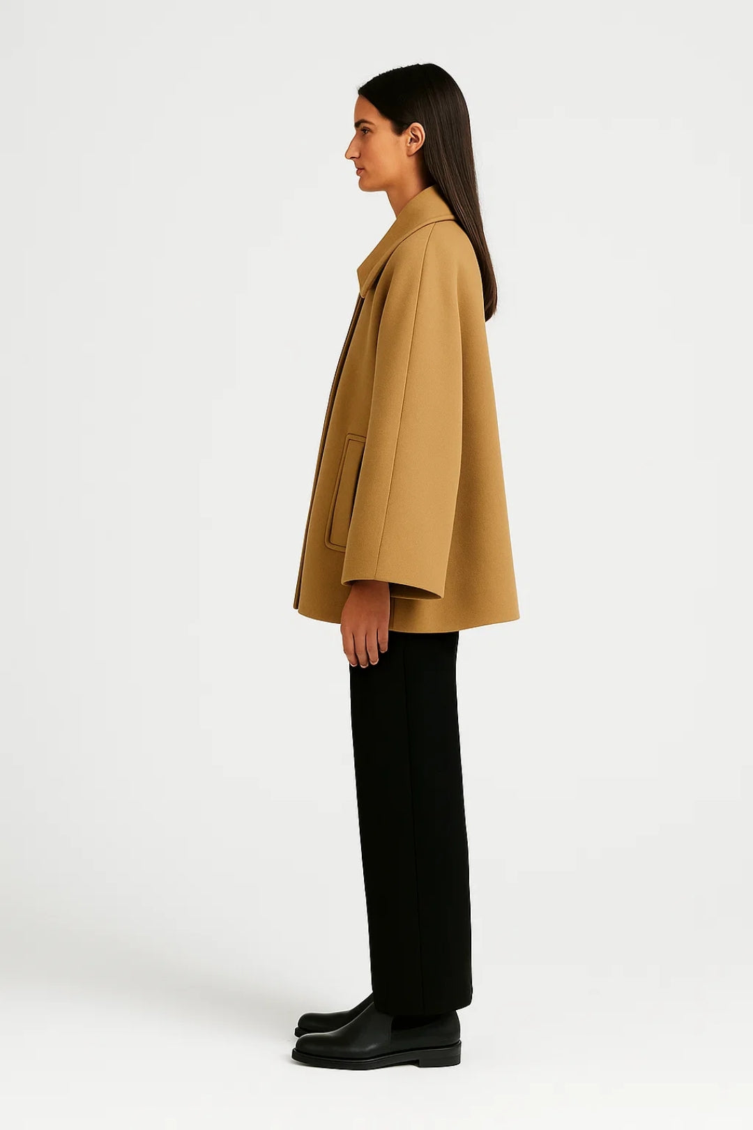 Bianca Women's Short Coat – Fluid A-Line Cut, Wide Collar & Elegant Buttoning