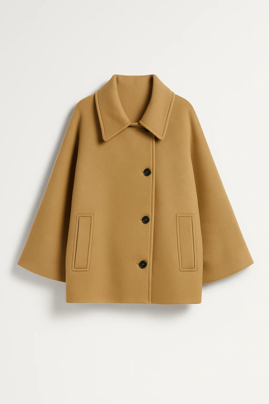 Bianca Women's Short Coat – Fluid A-Line Cut, Wide Collar & Elegant Buttoning