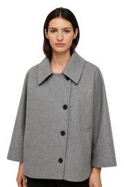 Bianca Women's Short Coat – Fluid A-Line Cut, Wide Collar & Elegant Buttoning