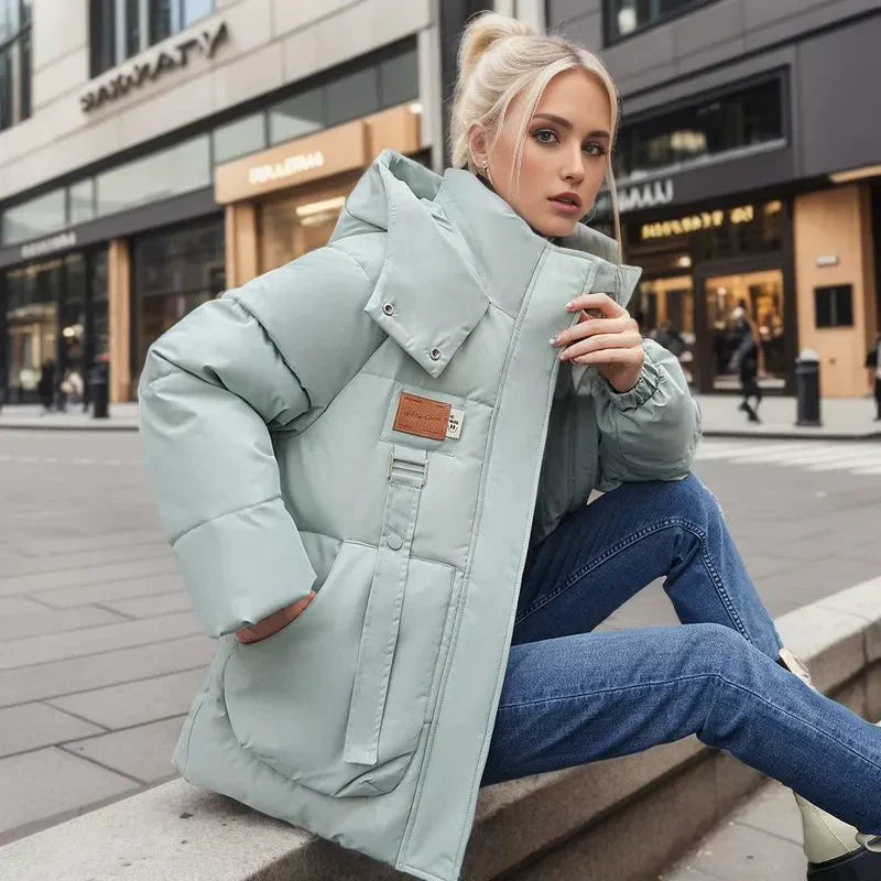Hainie Casaco Acolchoado Impermeável para Mulher – Casaco de Inverno Quente com Capuz e Corte Oversize