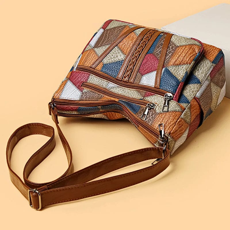 Marysol Damenhandtasche – Patchwork-Ledertasche mit Mosaik-Design & praktischen Fächern