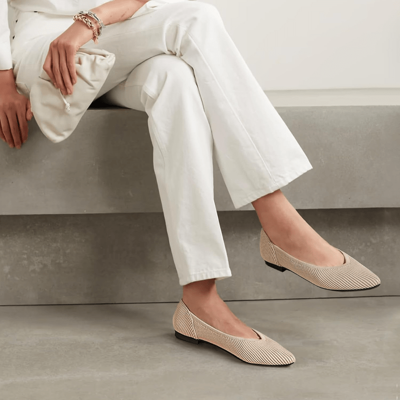 Faye baleríny dámské špičaté – pohodlné pletené baleríny na nazutí s měkkou podrážkou