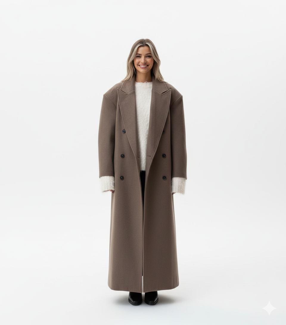 Claudia Manteau Oversize Women – Elegant Double-Breasted Jacket & Structured Shoulders