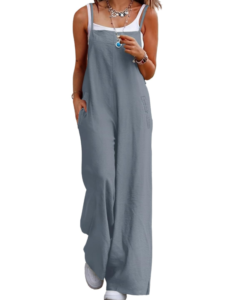 Maya Women's Jumpsuit – Summer Cotton Overalls Loose Fit, Wide-Leg Bohemian Pants with Pockets