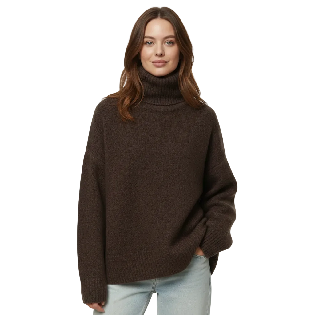 Melanie Sweter z Golfem Oversize Damski – Miękka Dzianina, Ciepło, Wygoda i Nowoczesny Styl
