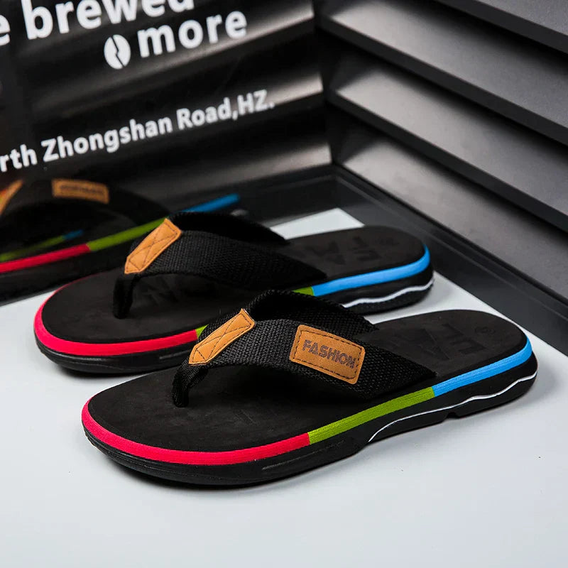 Joziah Tongs pour Hommes – Design Multicolore, Confort Coussiné et Sandales d’Été Durables