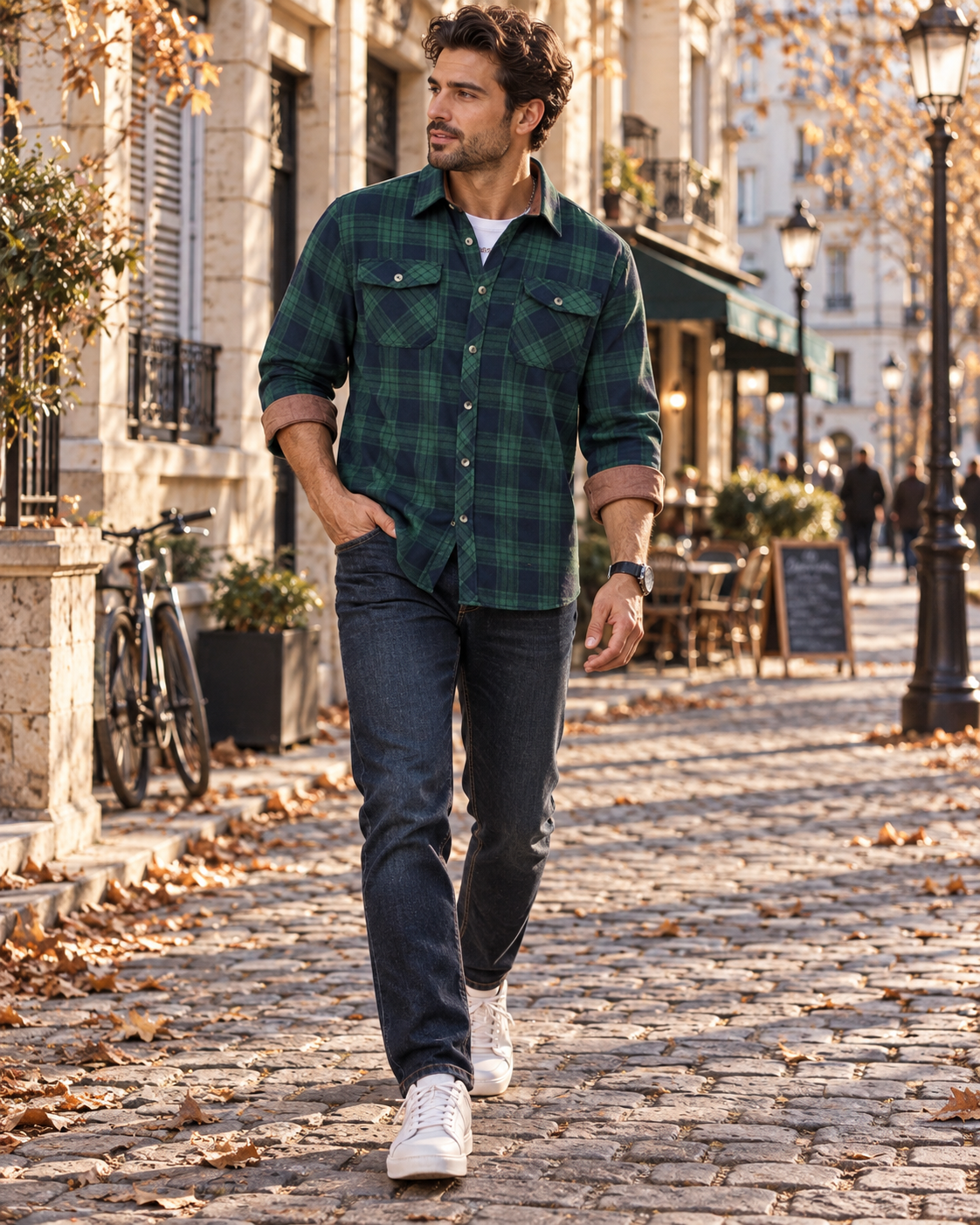 Nico Chemise à Carreaux Homme – Flanelle Douce, 2 Poches & Manches Longues
