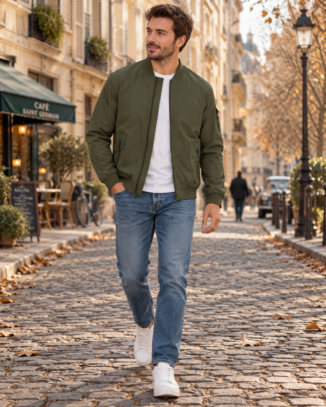 Christian Blouson Bomber Homme – Léger, Coupe-Vent, Fermeture Zippée & 5 Poches