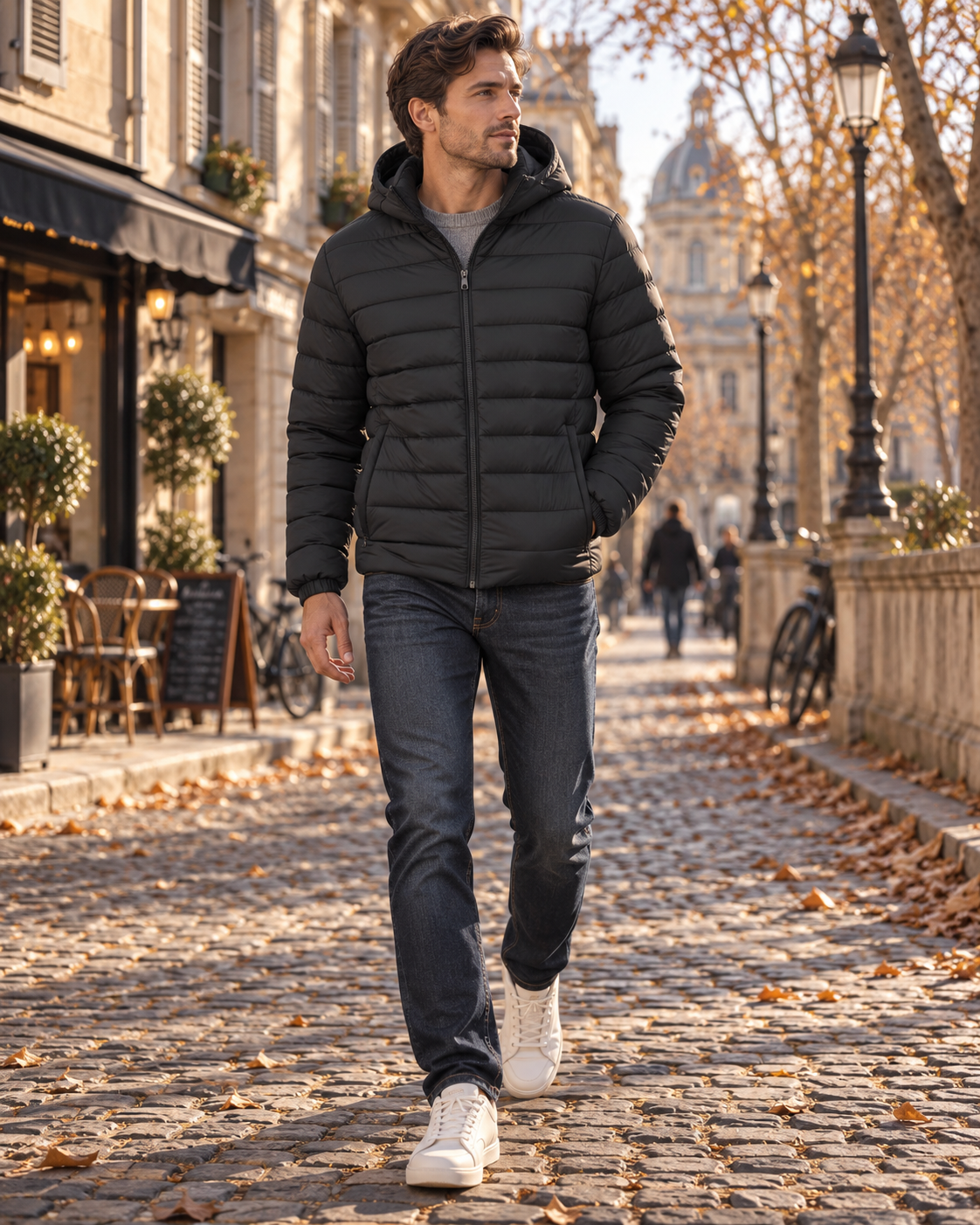 Gary Men's Lightweight Puffer Jacket – Hooded, Water-Repellent, Quilted & Zipped Pockets