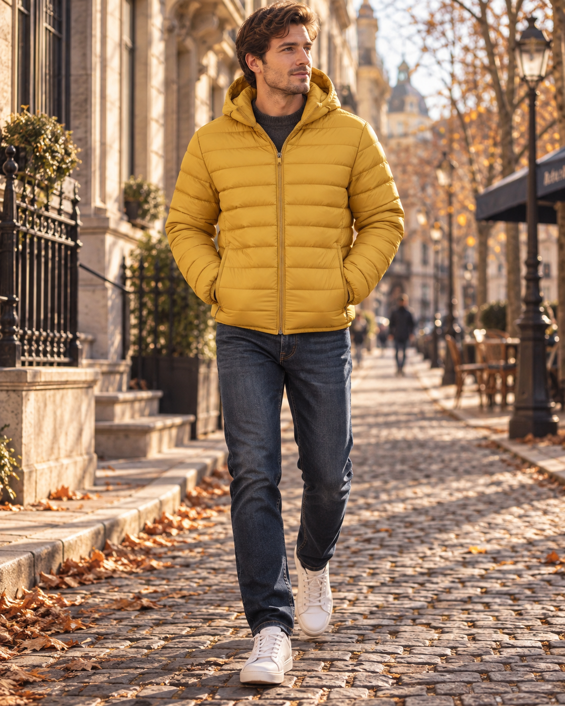 Gary Men's Lightweight Puffer Jacket – Hooded, Water-Repellent, Quilted & Zipped Pockets