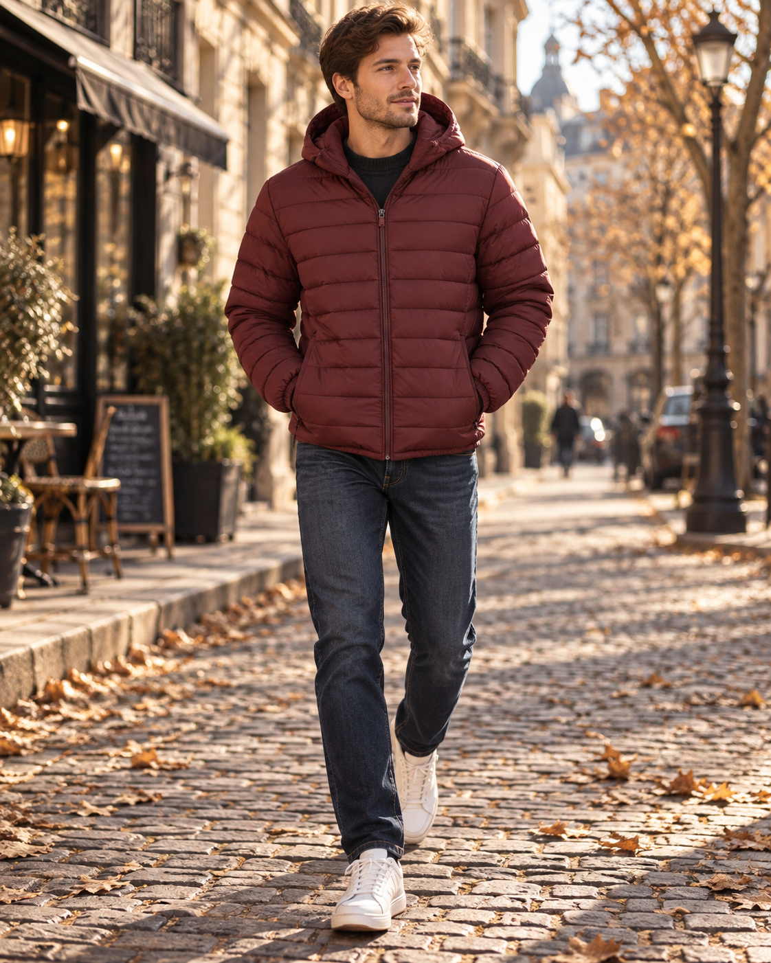Gary Men's Lightweight Puffer Jacket – Hooded, Water-Repellent, Quilted & Zipped Pockets