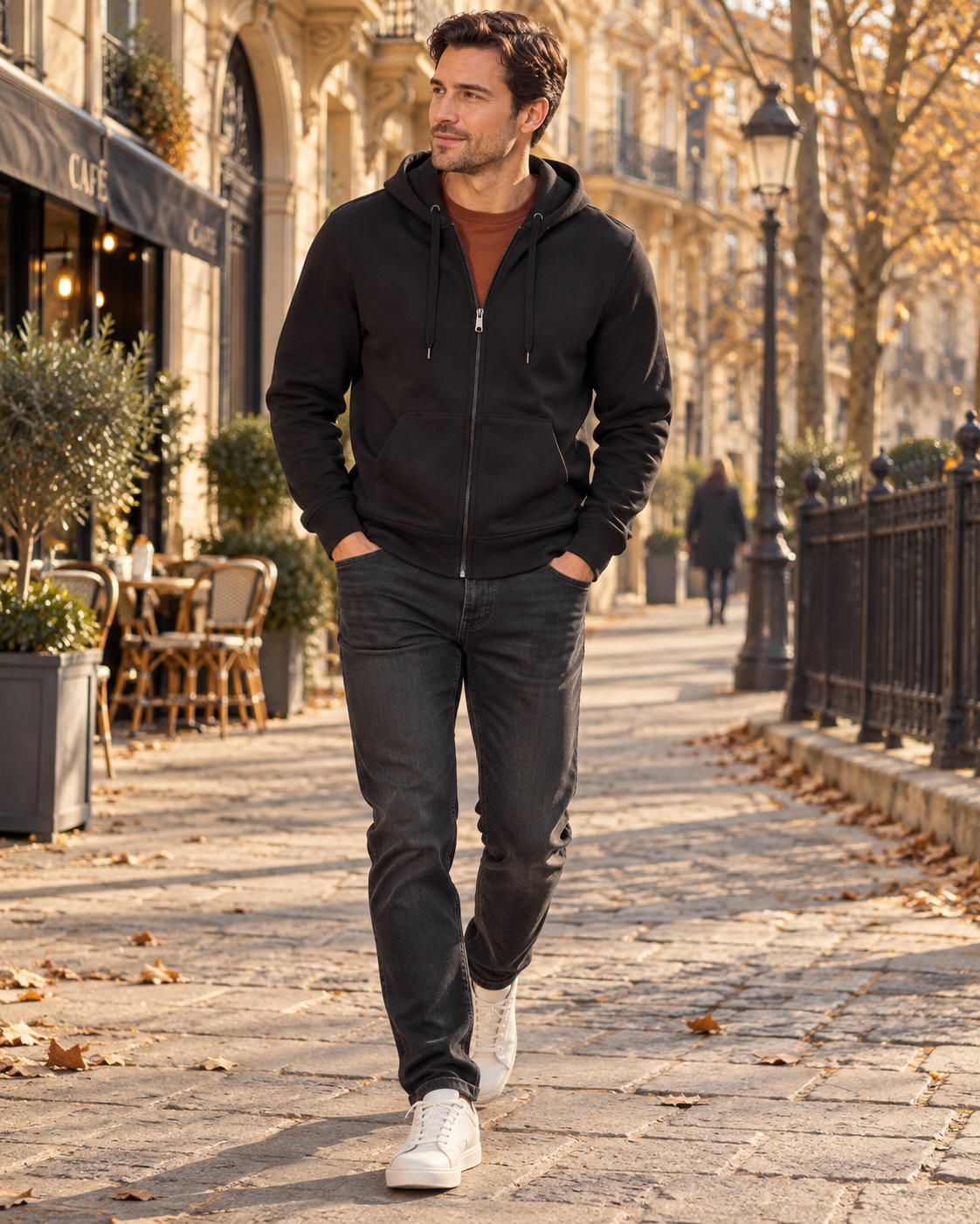 Frederick Sweat à Capuche Homme – Polaire Brossée, Zip Intégral & Poches