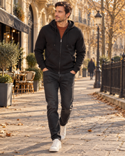 Frederick Sweat à Capuche Homme – Polaire Brossée, Zip Intégral & Poches