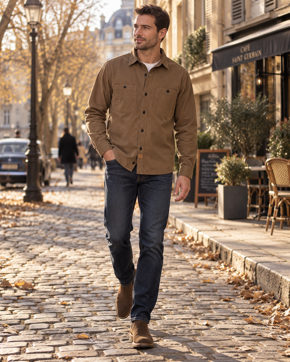Camicia da uomo Gerson in cotone – maniche lunghe, bottoni e doppia tasca sul petto
