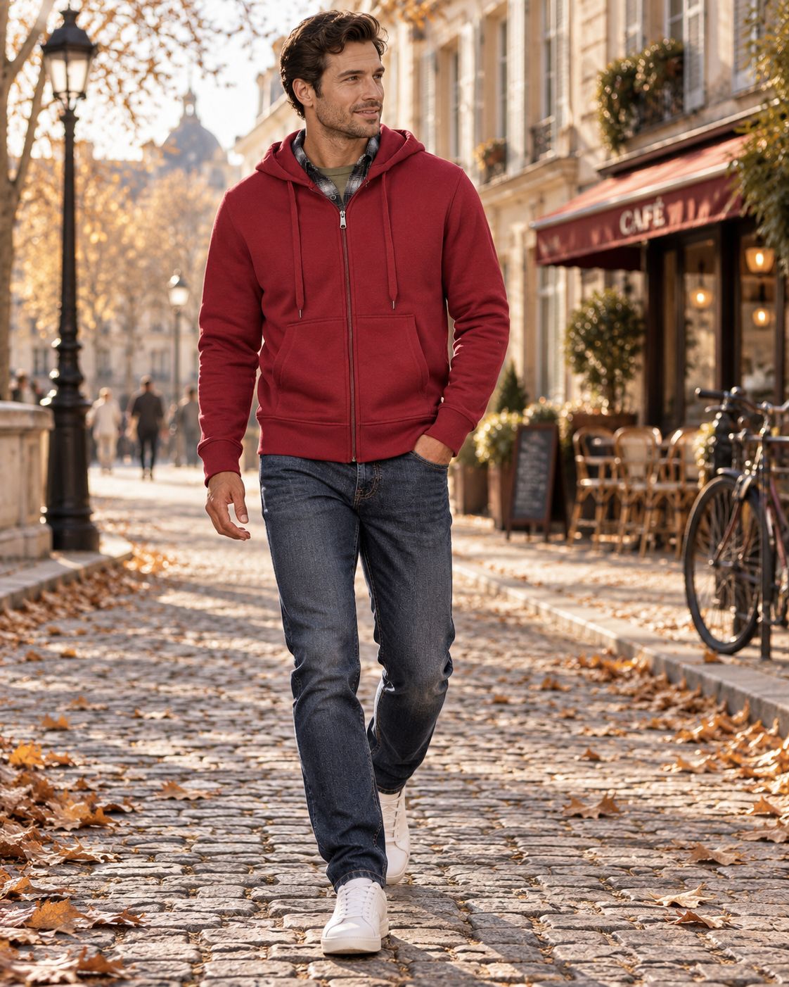 Frederick Sweat à Capuche Homme – Polaire Brossée, Zip Intégral & Poches
