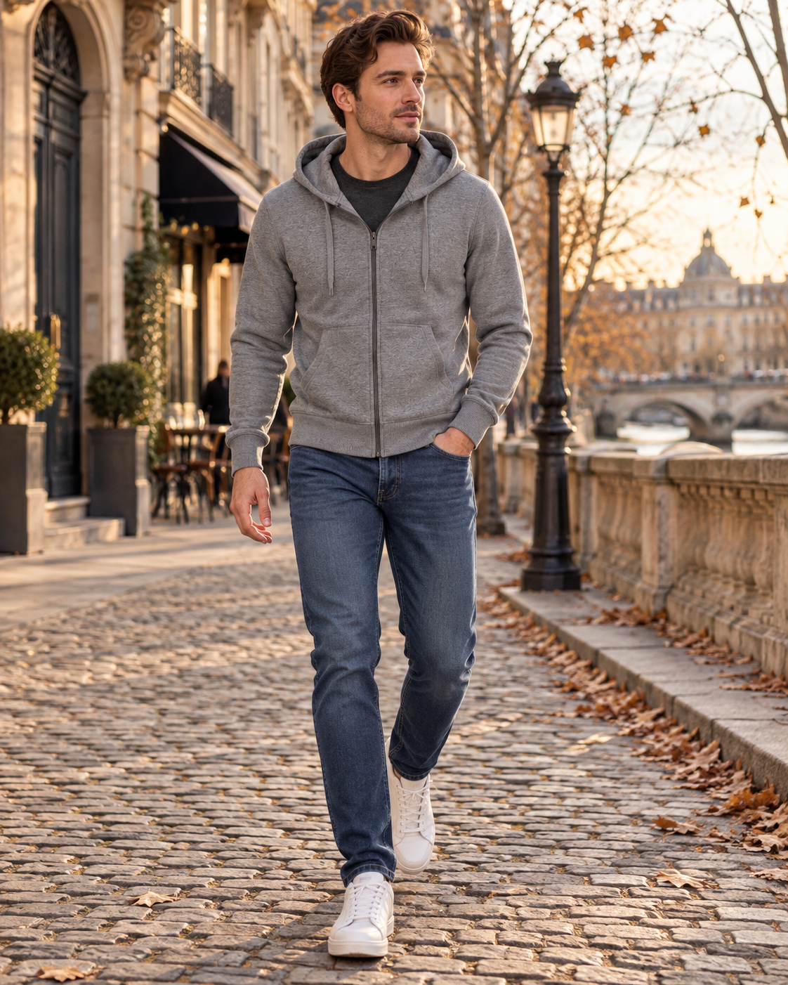 Frederick Sweat à Capuche Homme – Polaire Brossée, Zip Intégral & Poches